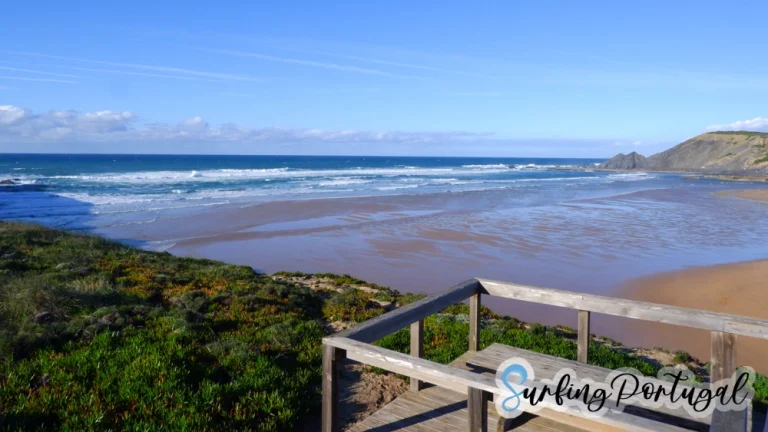 Praia da Amoreira from the wooden footbridge