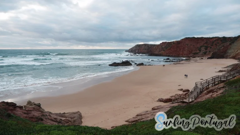 Praia do Amado on a winter cloudy and windy day
