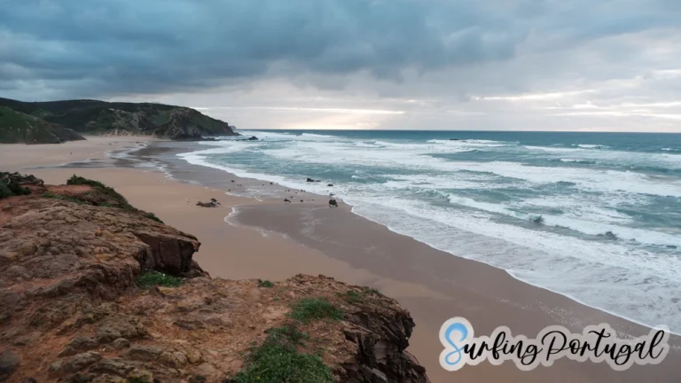 Praia do Amado on a winter cloudy and windy day
