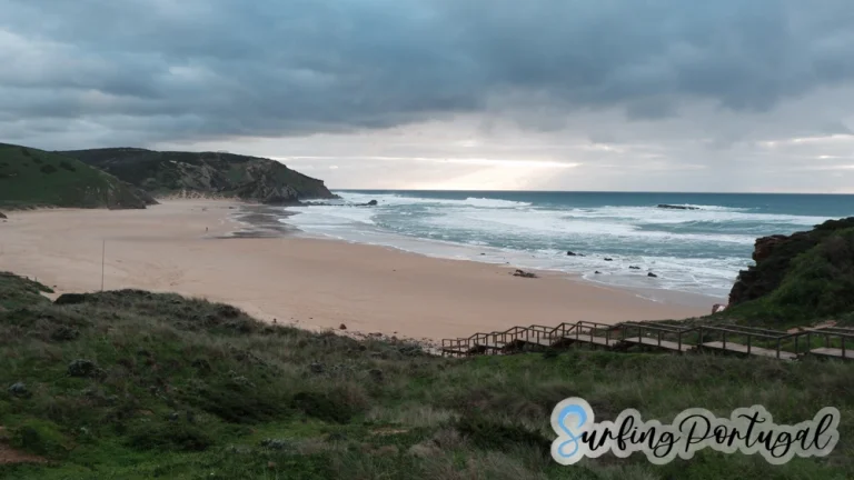 Praia do Amado on a winter cloudy and windy day