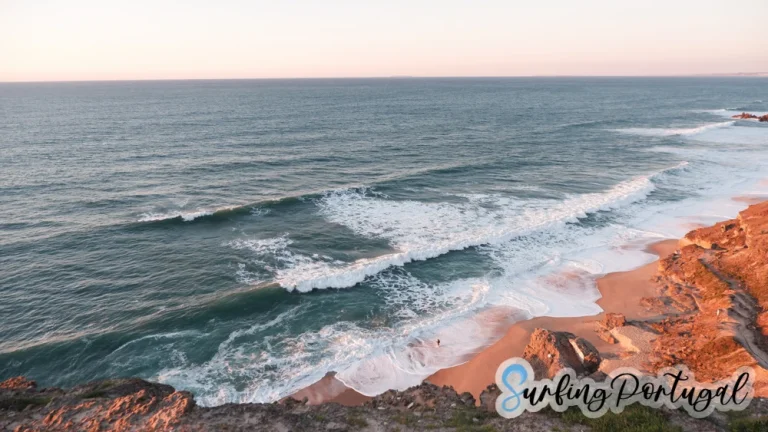 Detail of wave breaking at Praia Formosa or Praia das Amoreiras