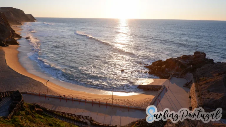 View of the bay of Praia das Amoreiras or Praia Formosa in Santa Cruz