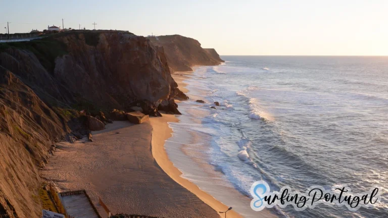 View of the bay of Praia das Amoreiras or Praia Formosa in Santa Cruz