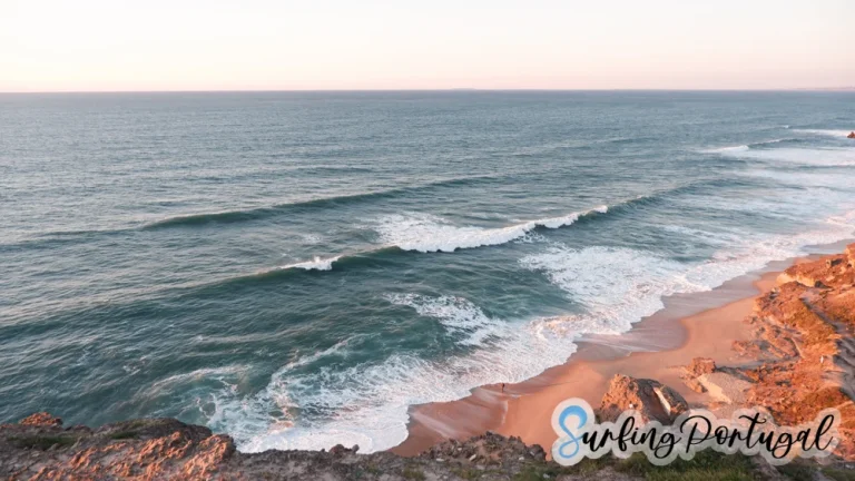 Detail of wave breaking at Praia Formosa or Praia das Amoreiras