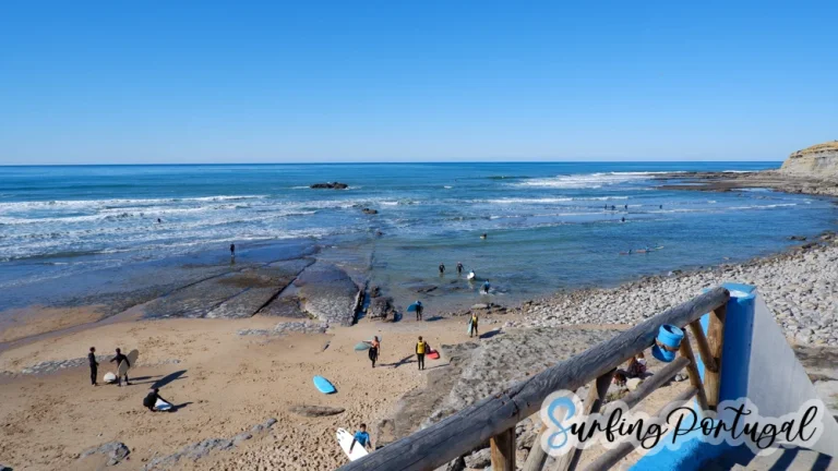View of the bay of Matadouro beach, in Ericeira