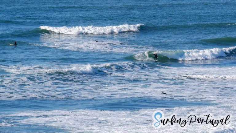 Surfer on a wave at Matadouro beach, Ericeira