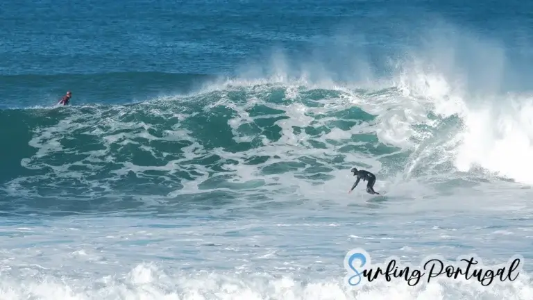 Surfer at Coxos wave, Ericeira