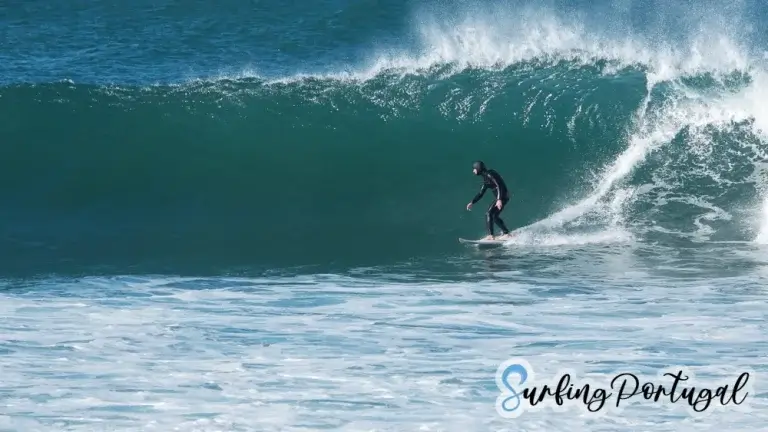 Surfer at Coxos wave, Ericeira