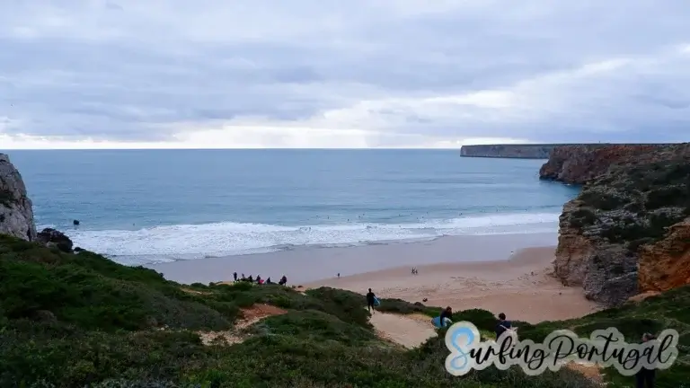 Panoramic view of Beliche beach. In the background, cape San Vicente